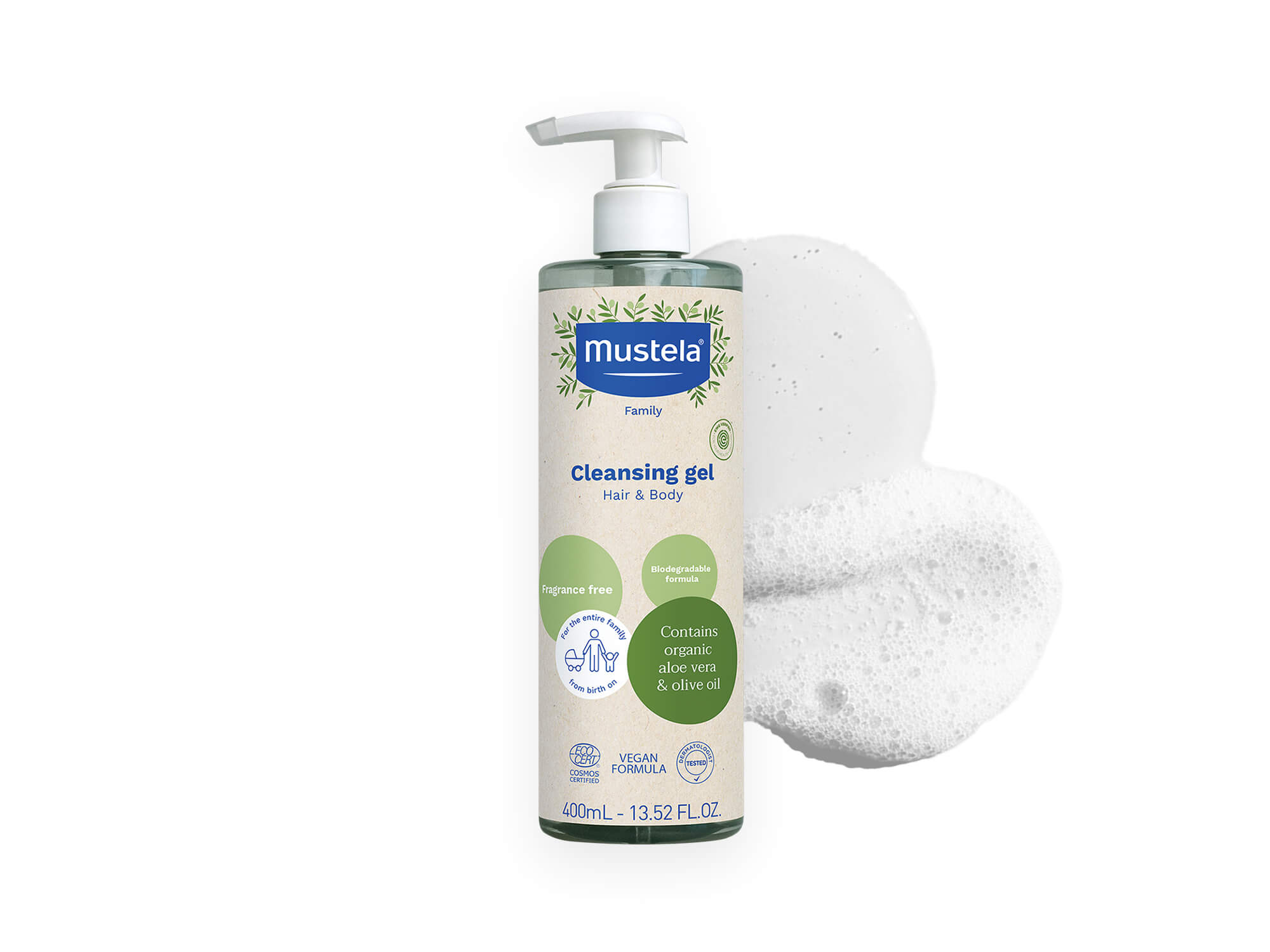 Organic cleansing gel with olive oil and aloe