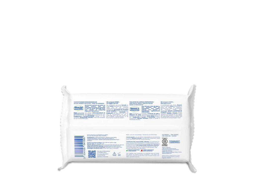 Home compostable fragrance-free wipes (single pack)