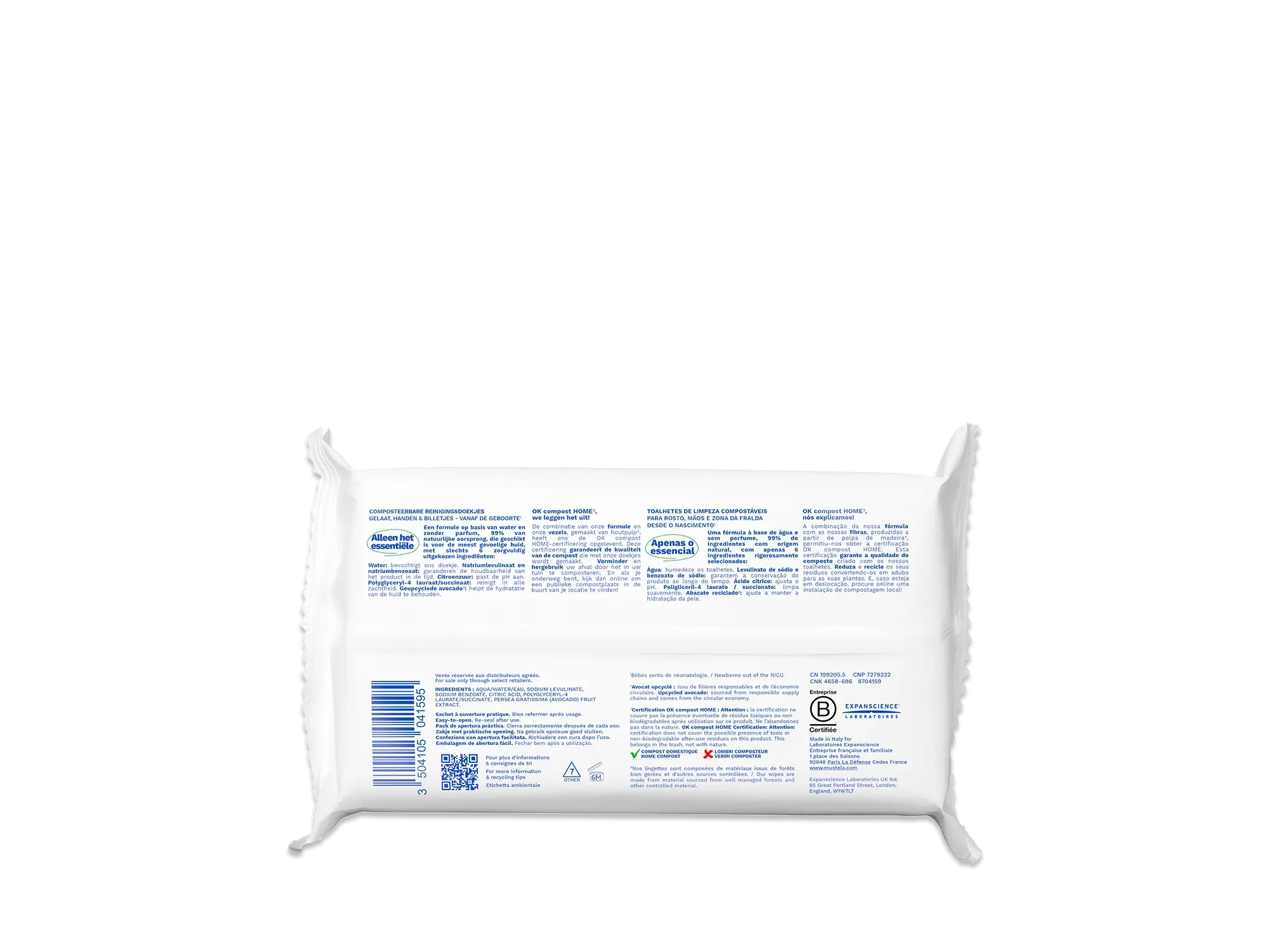 Home compostable fragrance-free wipes (single pack)