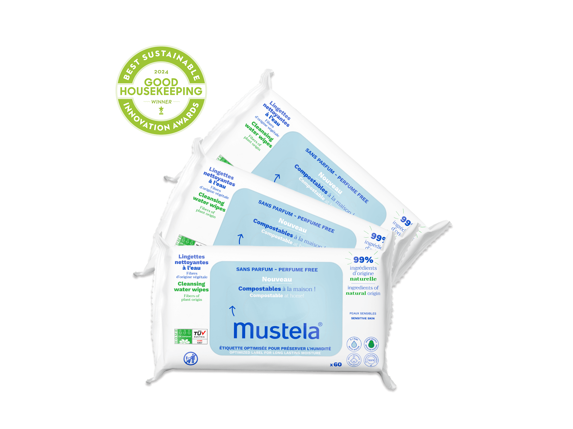 Home compostable fragrance-free wipes