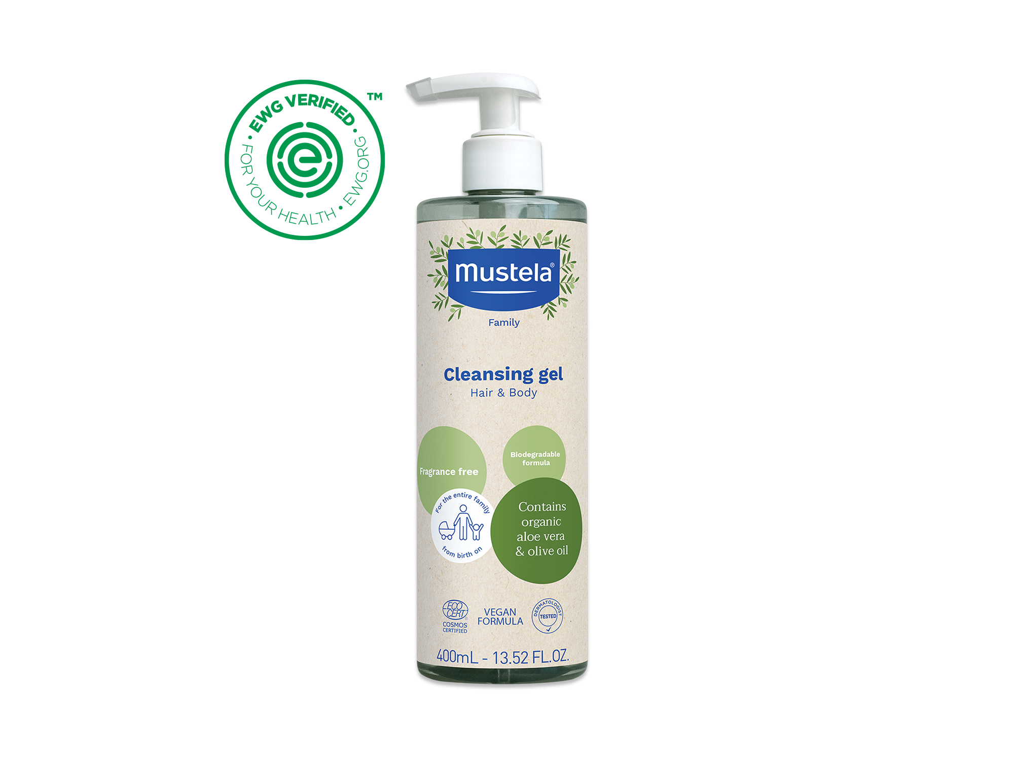 Organic cleansing gel with olive oil and aloe