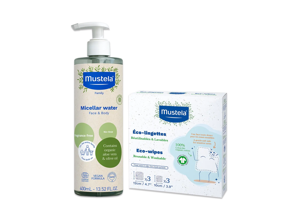 Organic micellar water & reusable eco wipes set