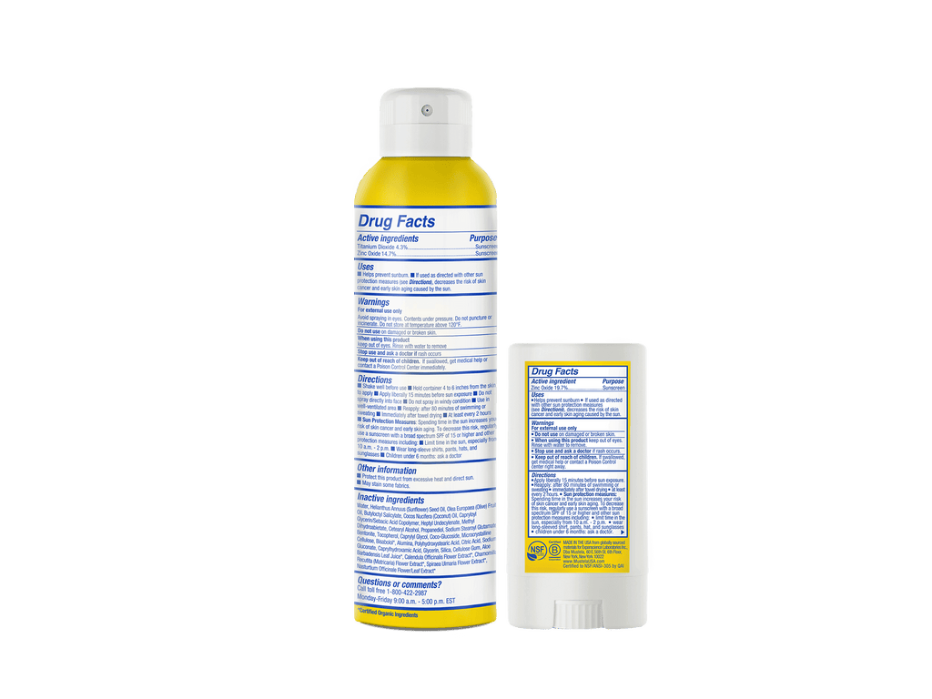 SPF 50 Mineral sunscreen spray and stick