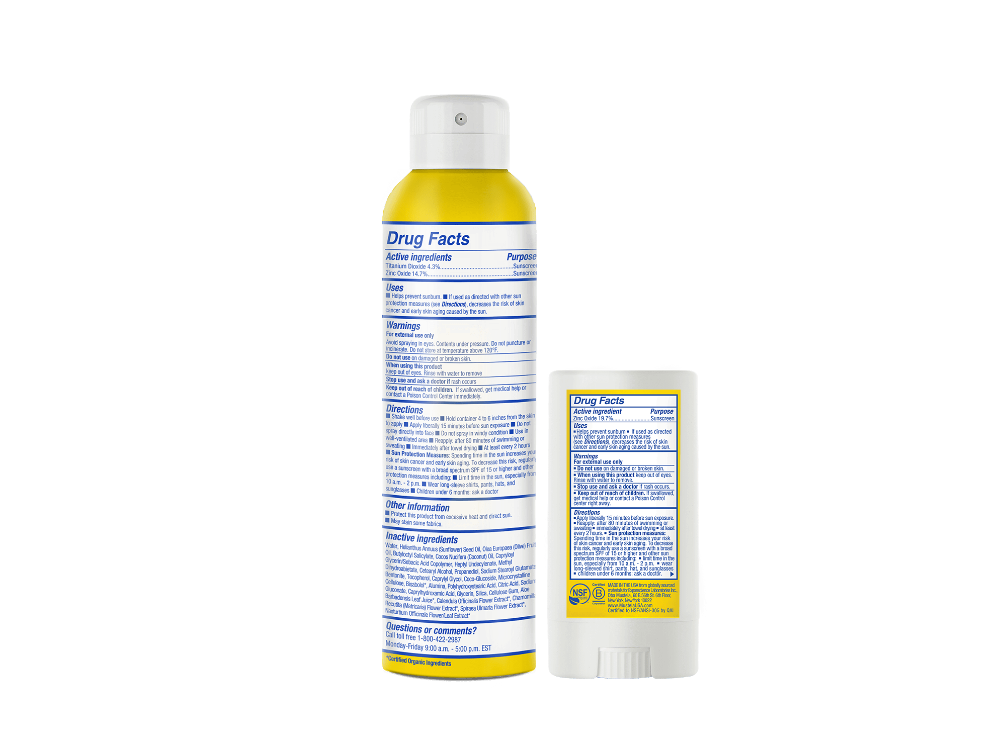 SPF 50 Mineral sunscreen spray and stick